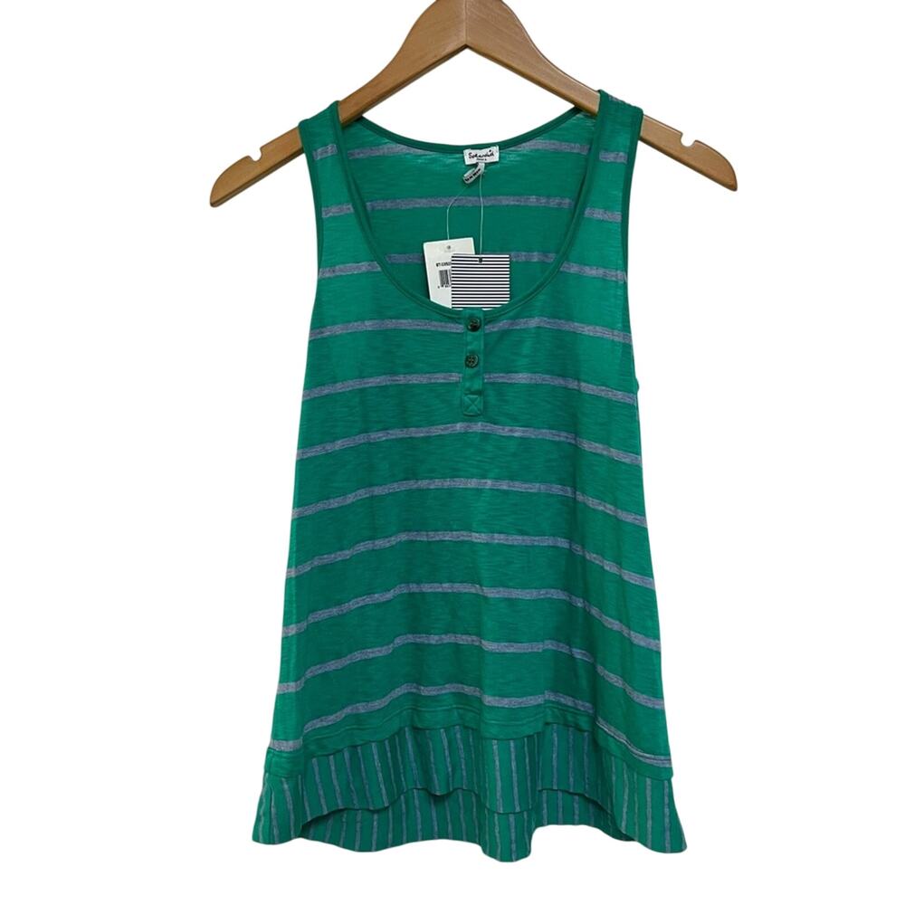 NWT Splendid Tank Top Green Blue Turquoise Striped Sleeveless Button  Small $68